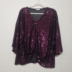 Bucketlist Black and Pink Sequin Top..size:M